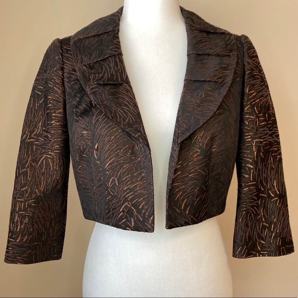 Carmen Marc Valvo Metallic Bolero Jacket Sz 6